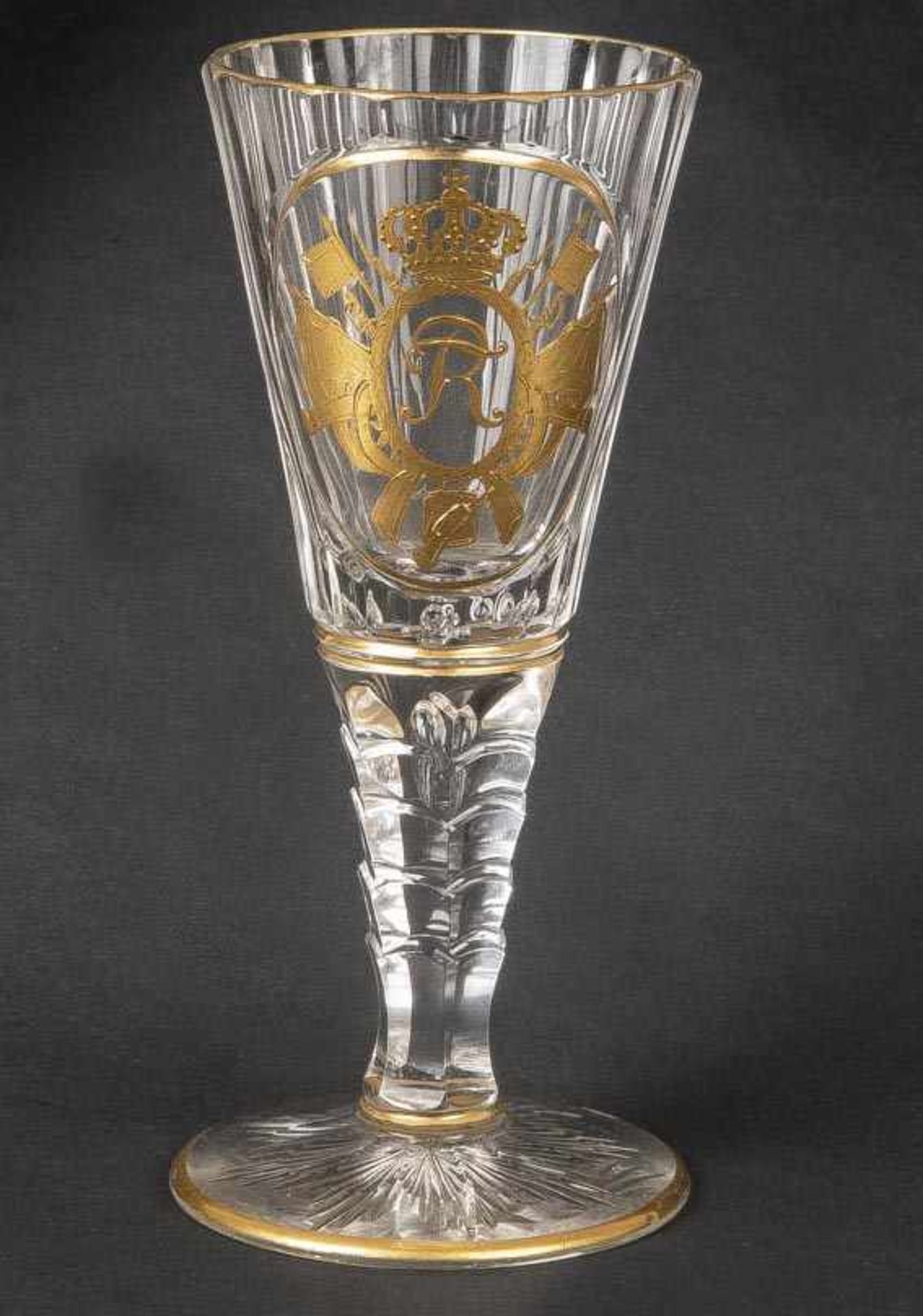Kelch aus dem Besitz König Friedrich der Große von Preussen. Schlesien um 1750. Farbloses Glas mit