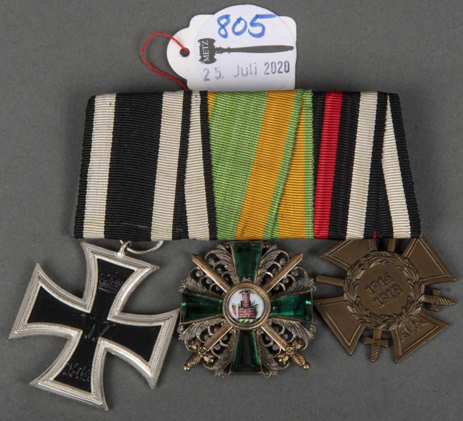 Ordensspange I. WK: Großherzogtum Baden, EK II. Klasse, Ritterkreuz vom Zähringer Löwen, II. Klasse,