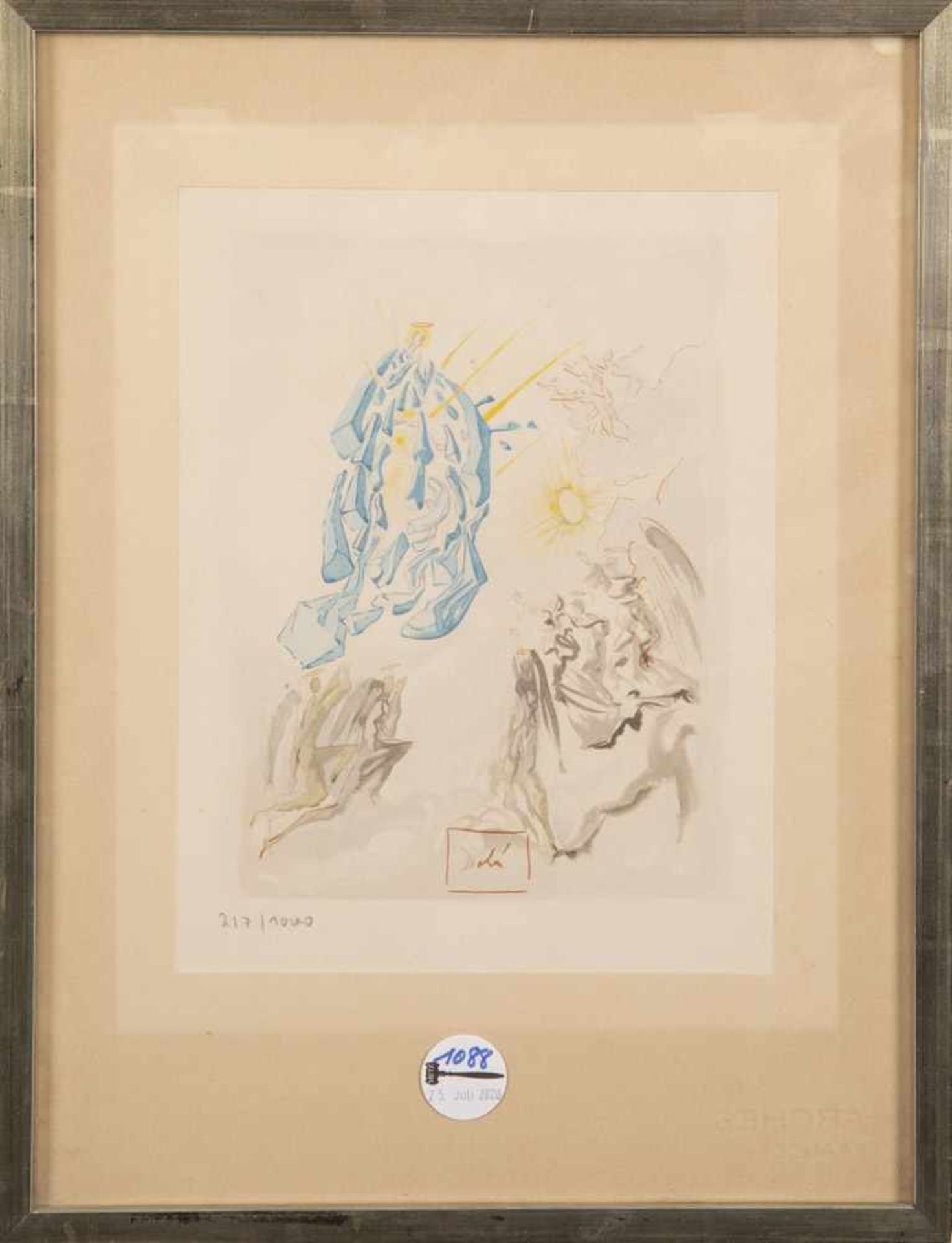 Salvador Dali (1904-1989) zugeschrieben. Komposition mit Figuren und Sonne. Farblithographie 217/