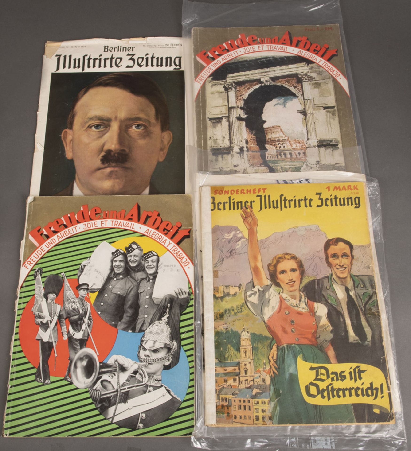 Konvolut Zeitschriften um 1940, u.a. zwei Ausgaben Freude und Arbeit.