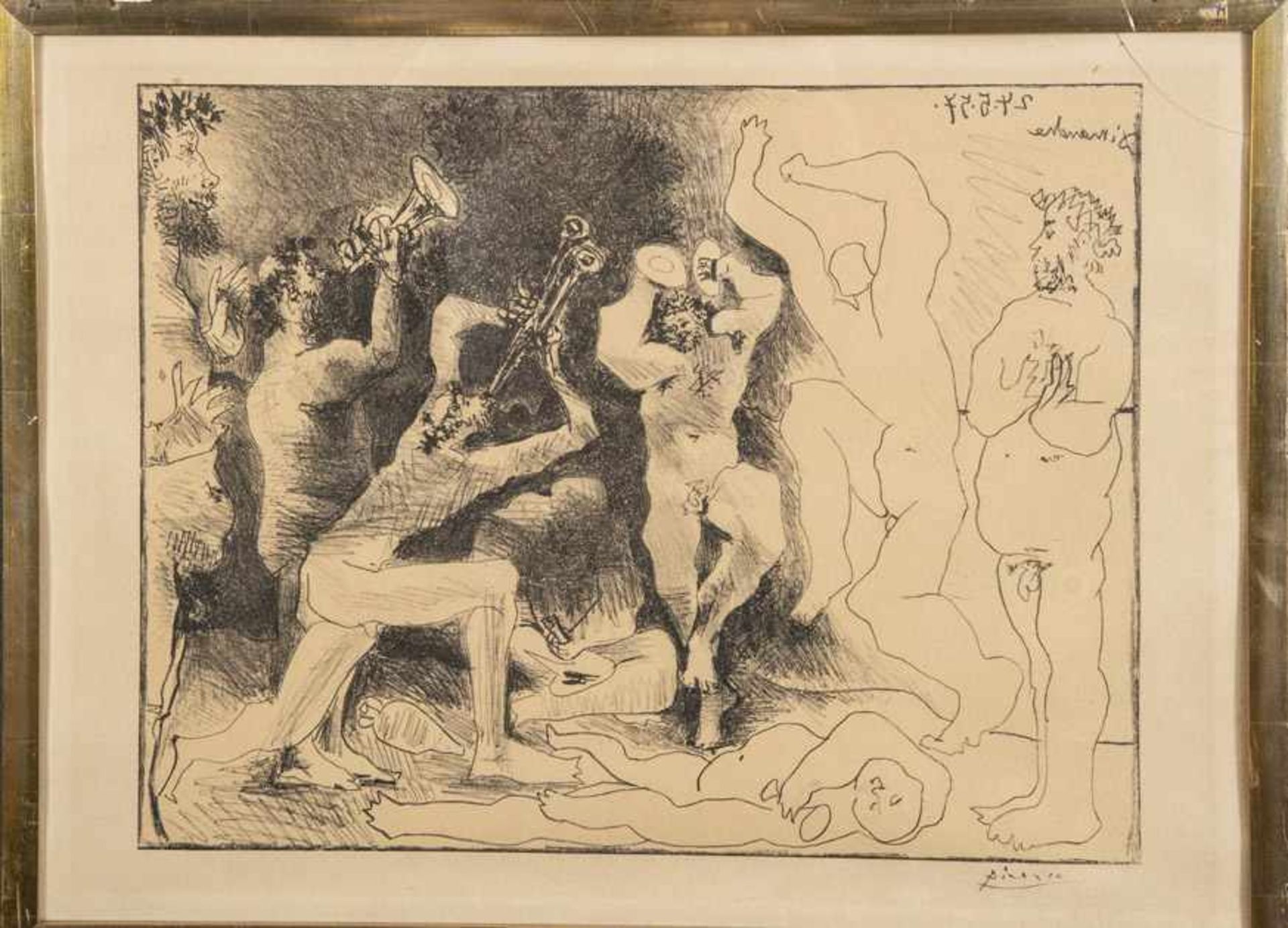 Pablo Picasso (1881-1973). La Danse des Faunes (Der Tanz der Faune), 1957. Lithographie, eines von