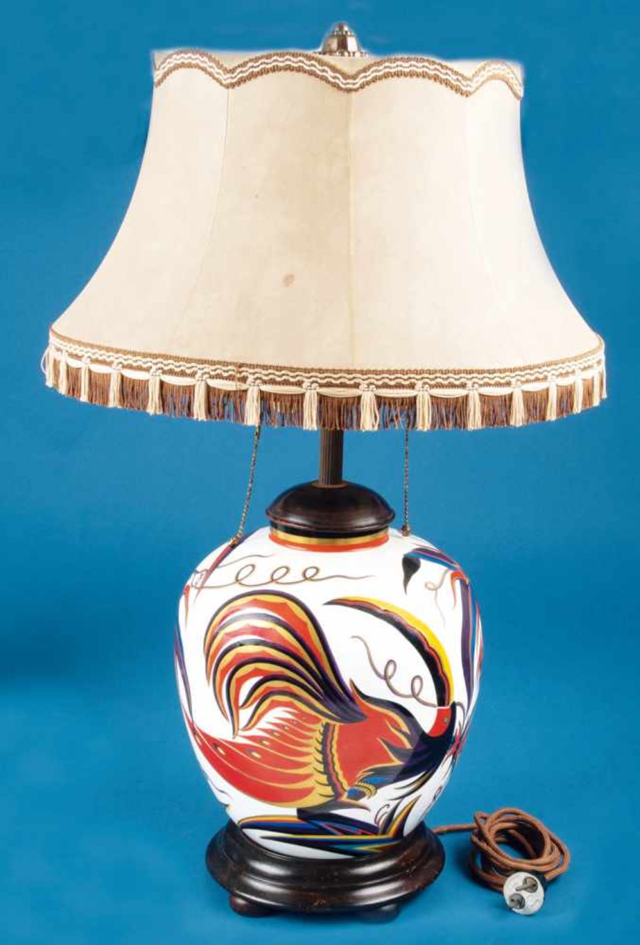 Tischlampe Indra. Rosenthal 1927. Porzellan, bunt bemalt. Modellnummer 350, Entwurf und Dekor