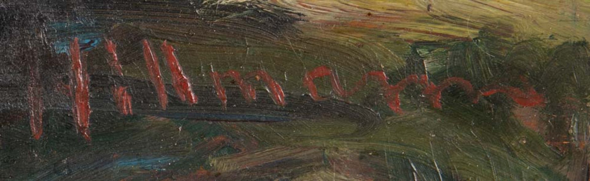 Hillmann (Maler des 20. Jhs.). Bauer mit drei Pferden. Öl/Lw., re./u./sign., gerahmt, 50 x 61 cm. - Bild 2 aus 2