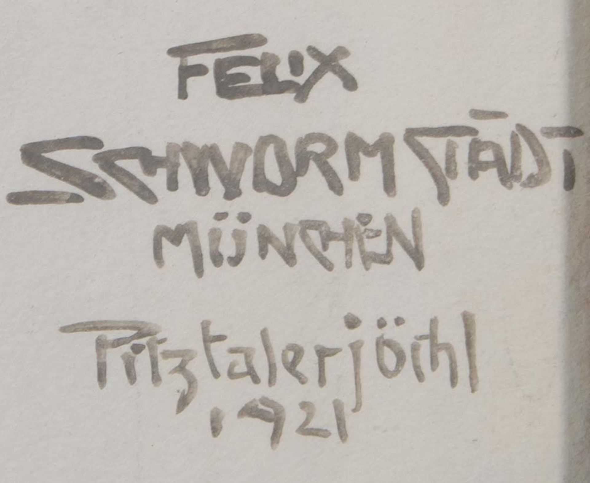 Felix Schwormstädt (1870-1938). Pitztalerjöckel. Mischtechnik, re./u./sign./ bez./dat (19)21, - Bild 2 aus 2
