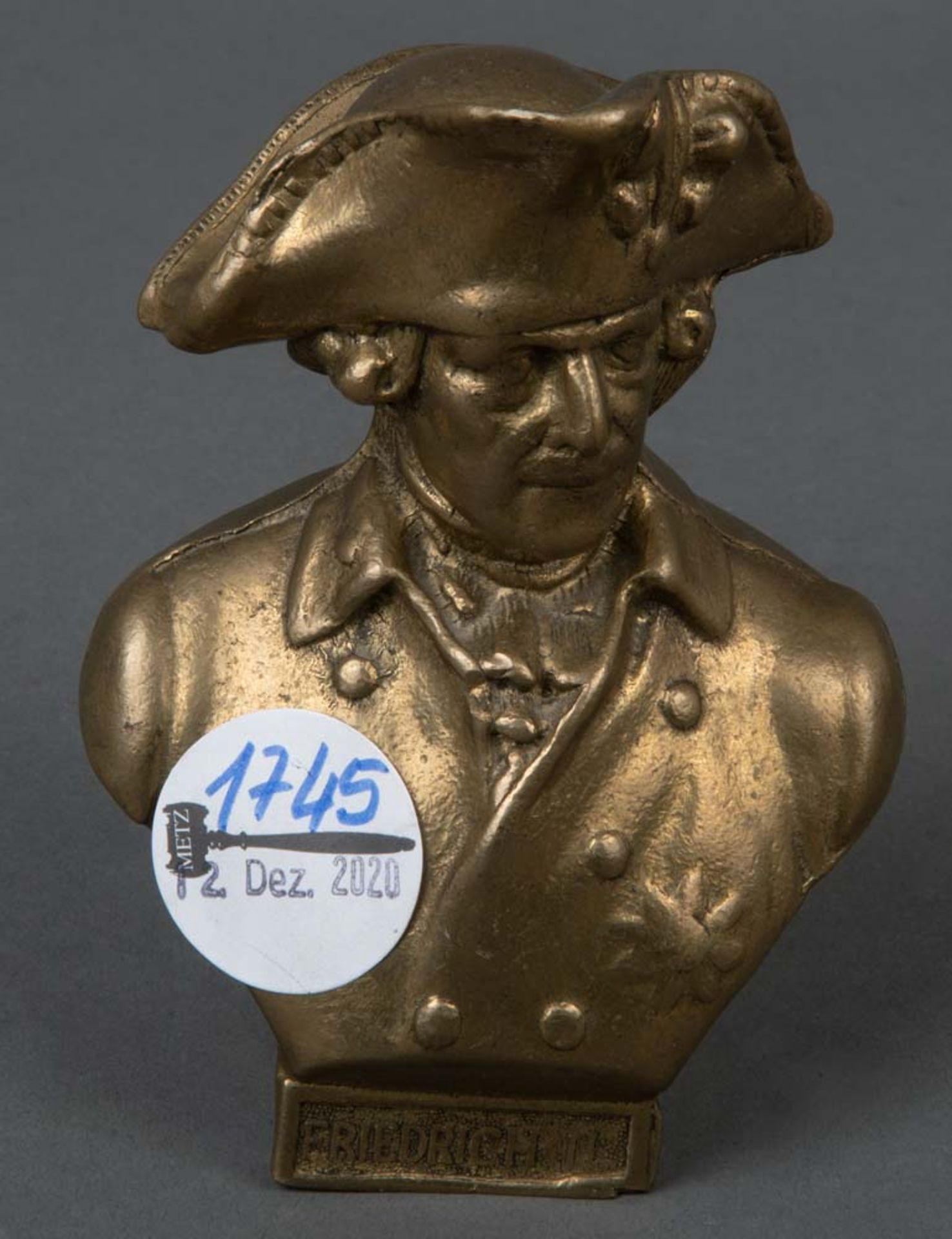 Büste Friedrich II (der Große). Deutsch 20. Jh. Bronze, H=12,5 cm.
