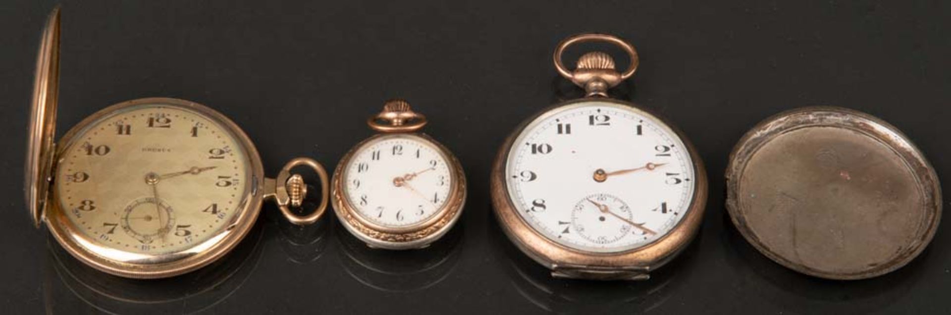 Drei Taschenuhren, u.a. Marke Drusus, 19./20. Jh. Eine mit 800er Silbergehäuse, die beiden ande