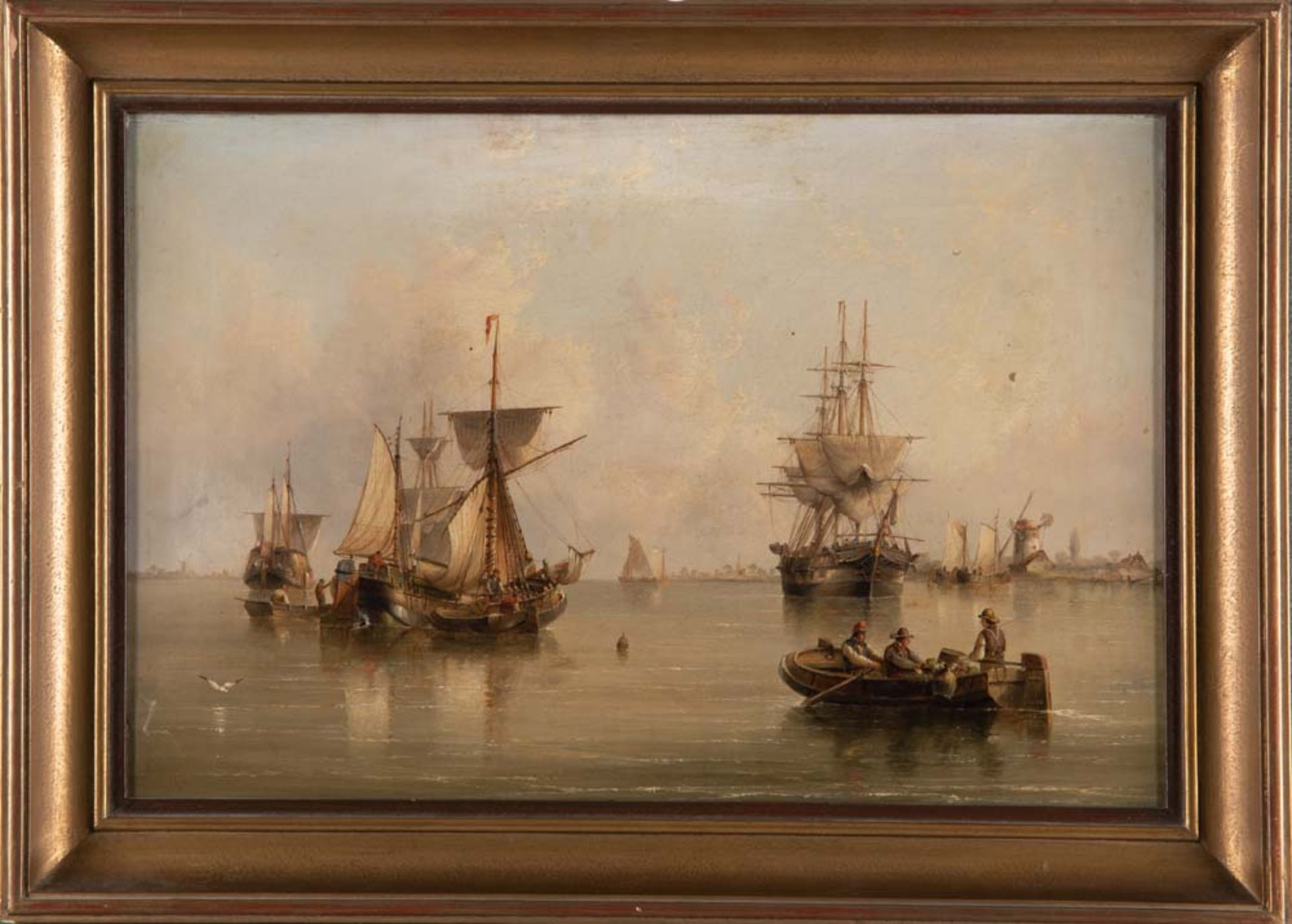Henry Redmore (1820-1887). Niederländischer Hafen mit Segelbooten. Öl/Lw., re./u./sign./dat. 1884,