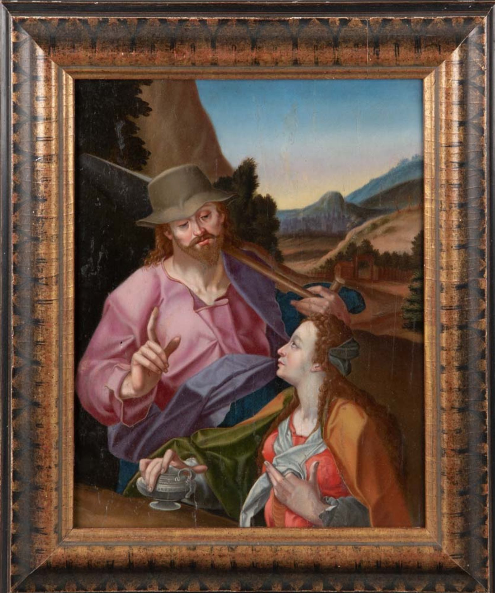 Maler des 18. Jhs. Christliche Szene. Öl/Holz, gerahmt, 33 x 26,5 cm.