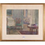 Franz Huth (1876-1970). Interieur. Aquarell/Papier, re./o./sign., hi./Gl./gerahmt, 38 x 47,5 cm.