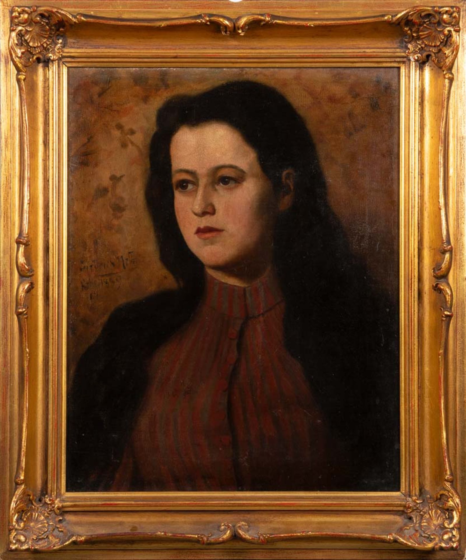 Friedrich Neff (1851-1894). Brustbild eines Mädchens in Tracht. Öl/Lw., li./mittig/sign./bez./dat.