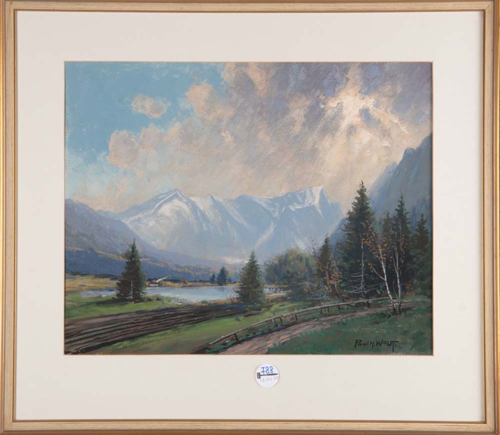 Paul H. Wolff (1880-1954). Gebirgssee. Aquarell/Papier, re./u./sign., hi./Gl./gerahmt, 39 x 49 cm.