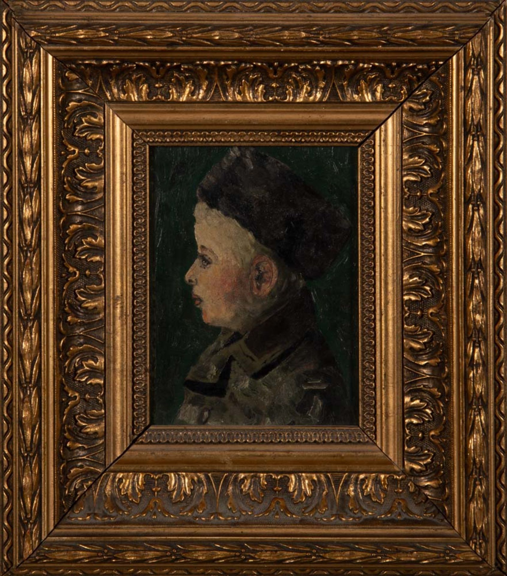 Maler des 20. Jhs.. Kinderportrait. Öl/Holz, gerahmt, 14,5 x 11 cm.