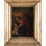 Deutscher Maler des 18. Jhs. Die heilige Familie mit dem Lamm Gottes. Öl/Kupfer, gerahmt, 30 x 23 c