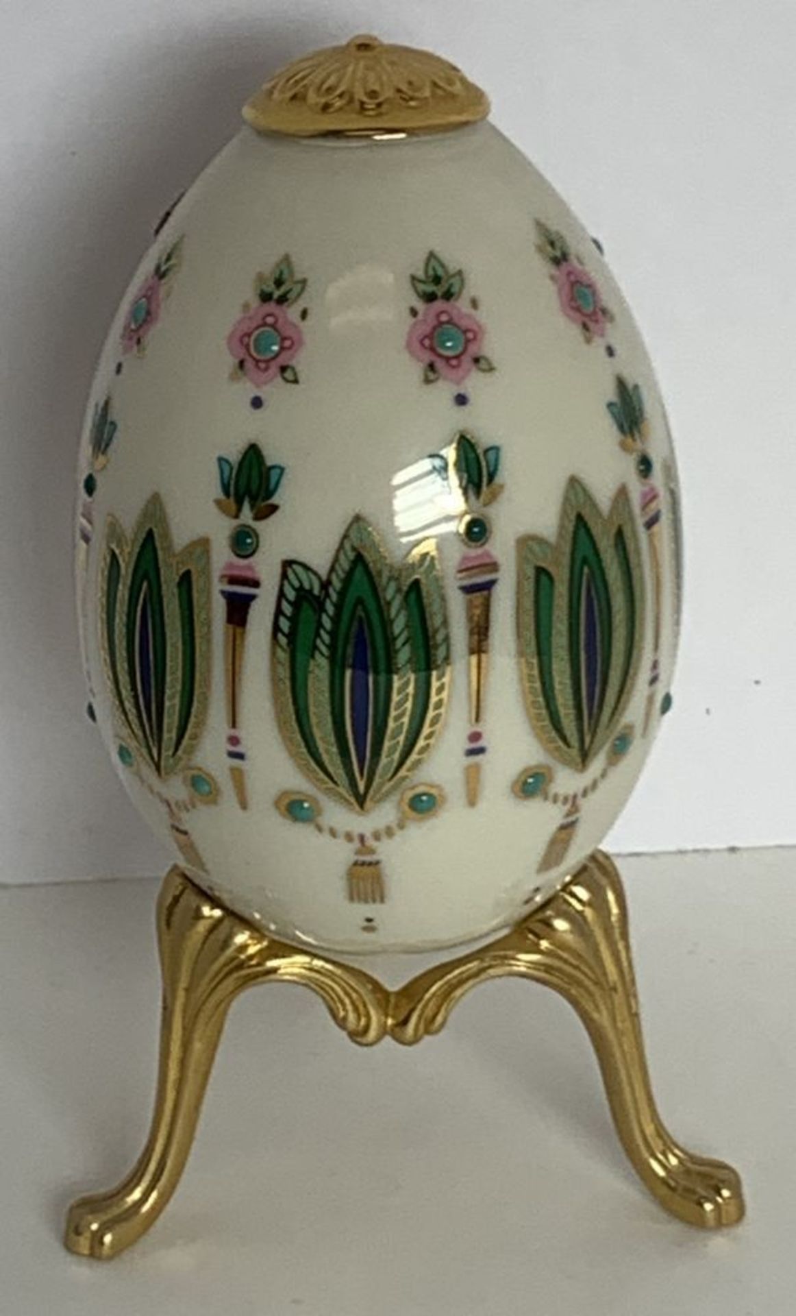 Lenox Gold and China Egg with Gold Stand - Image 2 of 3