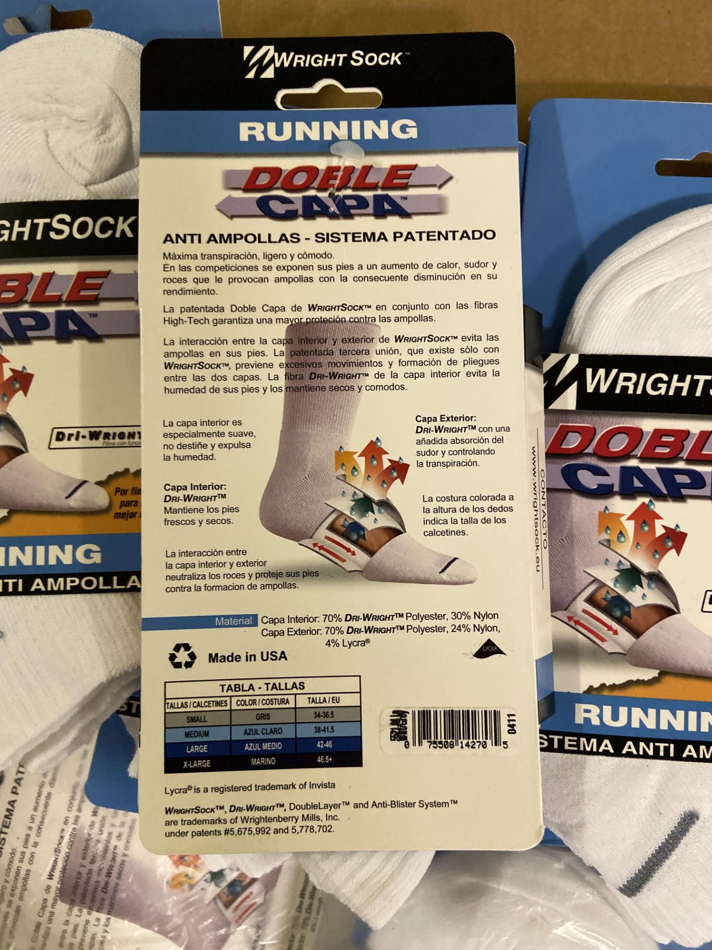 500+ packs of New Socks, Wrightsock Running and Coolmesh, Double Layer, White w. Various Stripes - Image 7 of 7