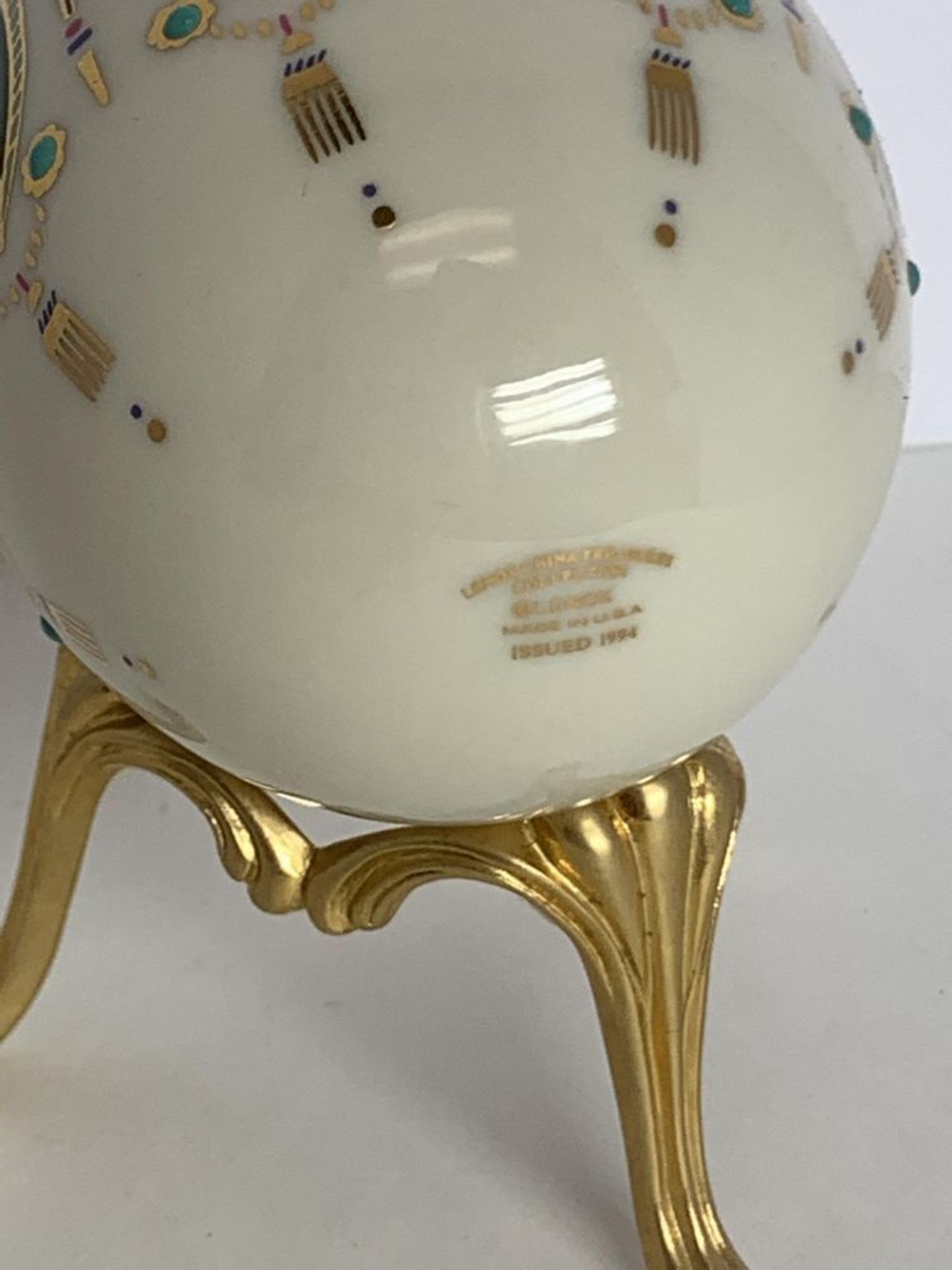 Lenox Gold and China Egg with Gold Stand - Image 3 of 3