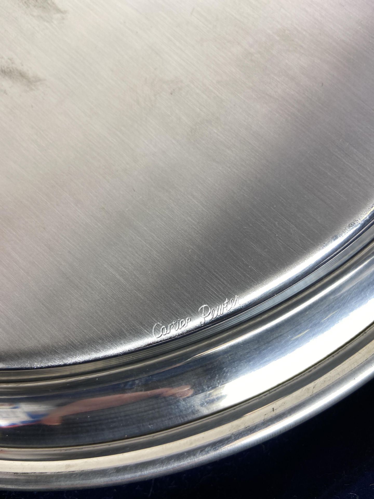 1970's Cartier Polished Pewter Platter in Box and with Dust Cover - Image 4 of 6