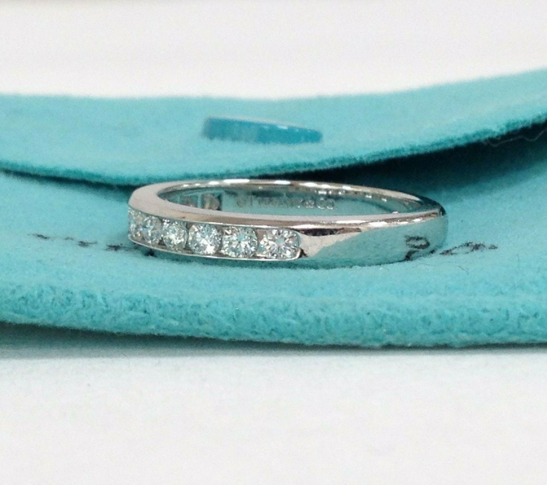 Tiffany & Co 950 Platinum Half Eternity 0.33 ctw Diamond Wedding Ring Band Size 5.75 - Image 6 of 6