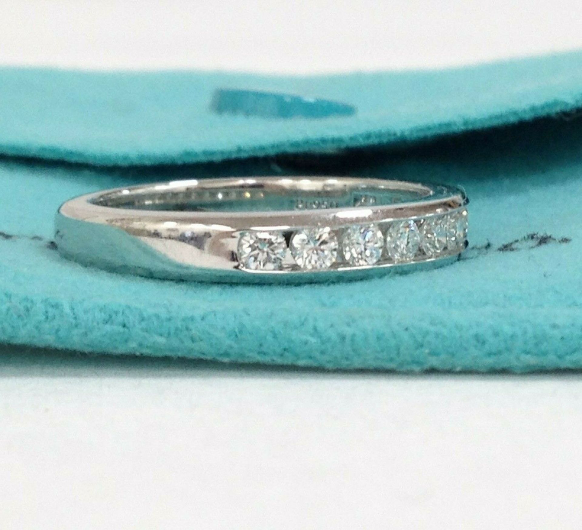 Tiffany & Co 950 Platinum Half Eternity 0.33 ctw Diamond Wedding Ring Band Size 5.75 - Image 5 of 6