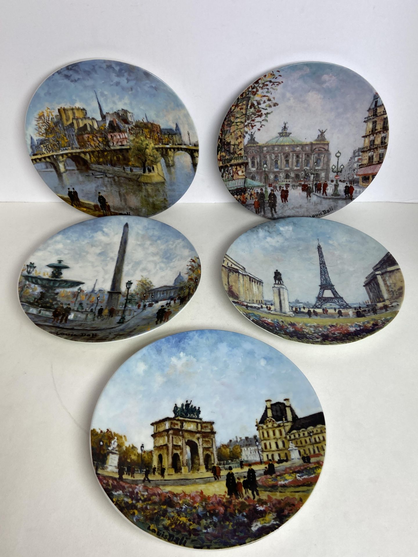 5 Vintage Porcelain Painted Fine China Plates, France D'arceau Limoges '77