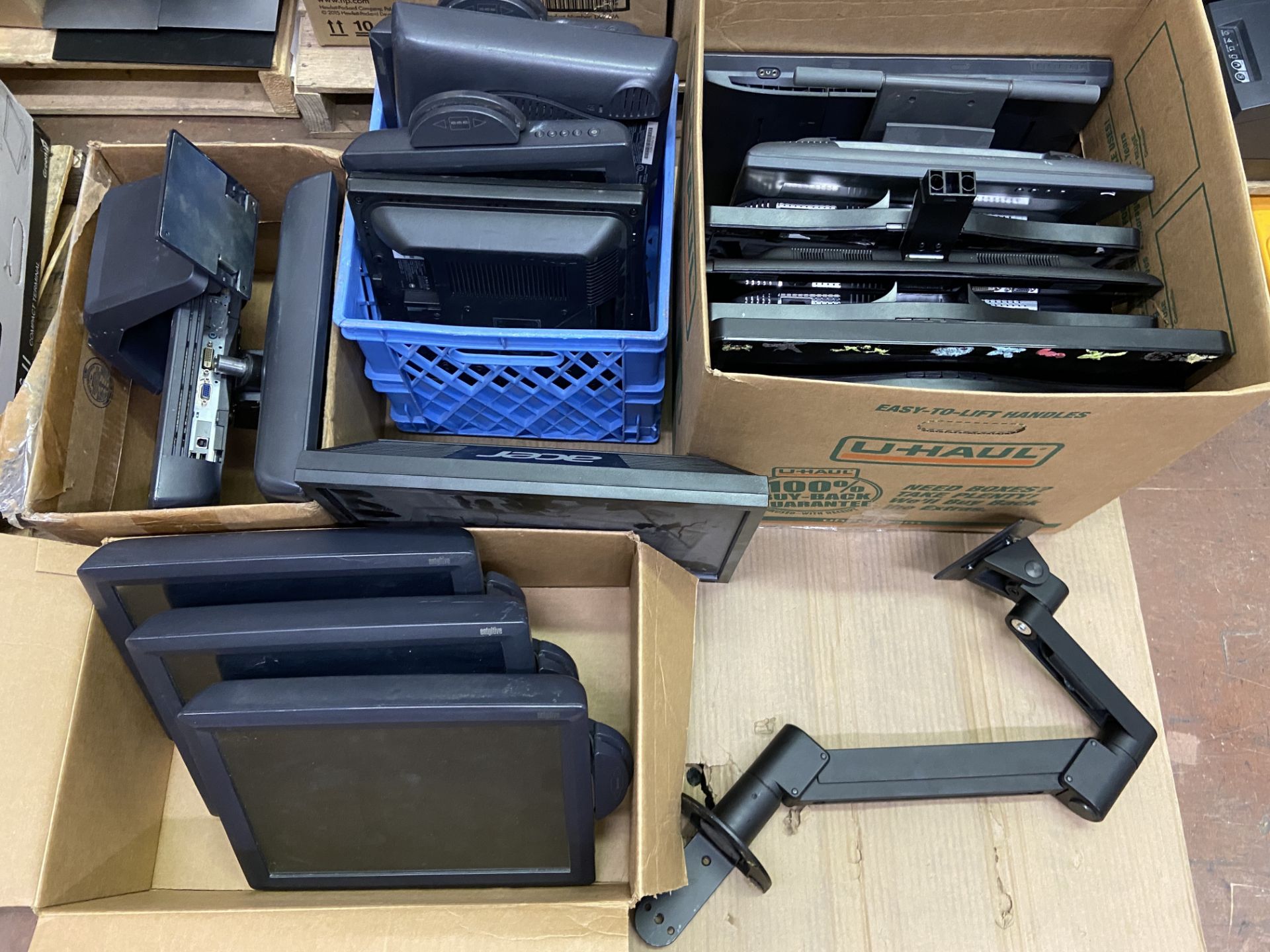 Short Pallet of 17 POS monitors, Standing Monitor Stand Etc - Image 2 of 5