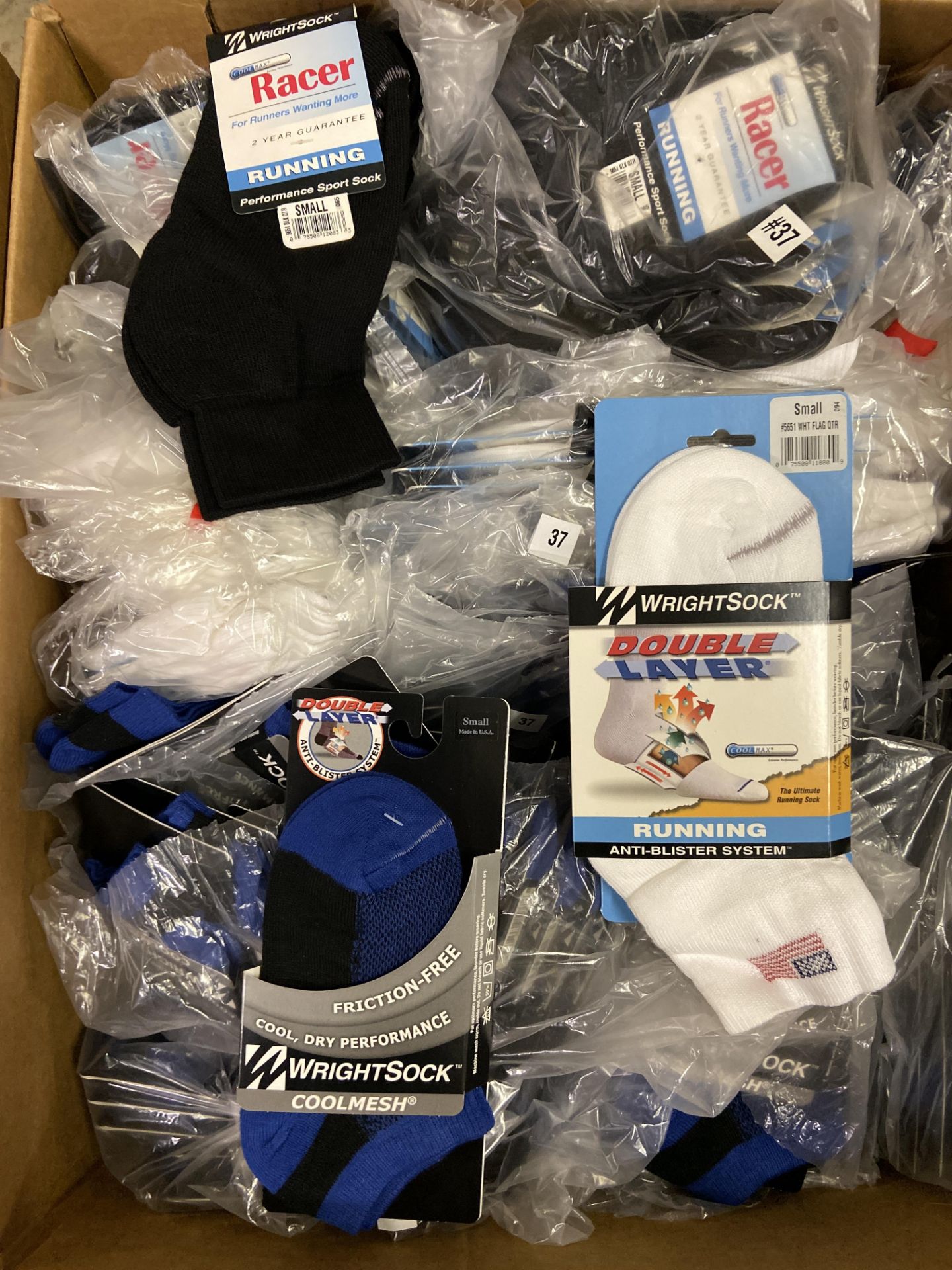 250+ packs of New Socks, Wrightsock Running and Coolmesh, Double Layer, Various Colors, USA Flag, - Image 2 of 3