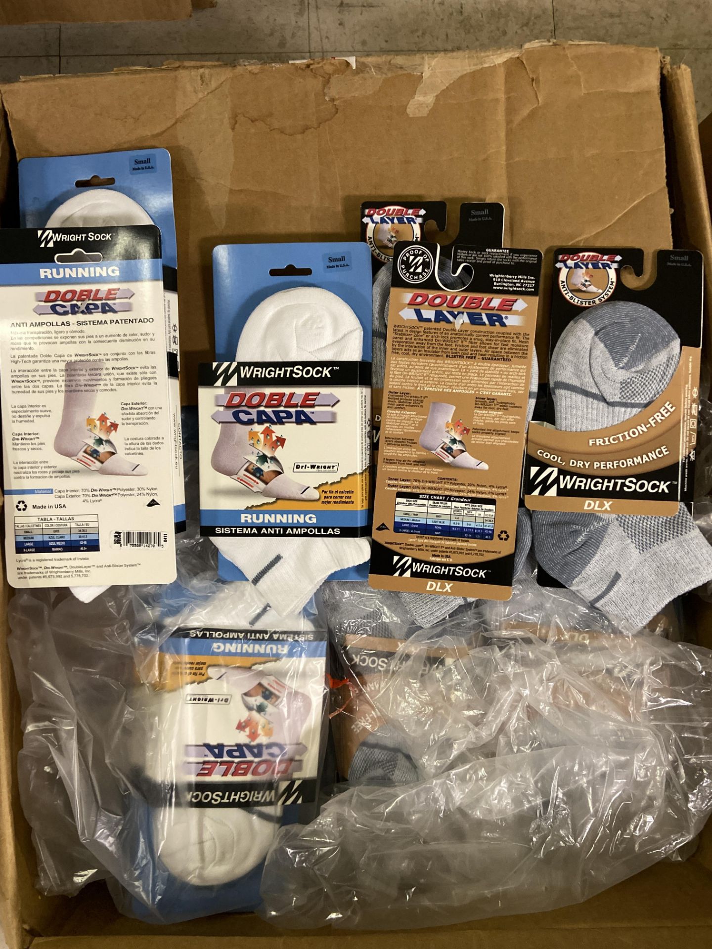 250+ packs of New Socks, Wrightsocks Running and DLX, Double Layer, White and Gray Lot includes - Image 2 of 2