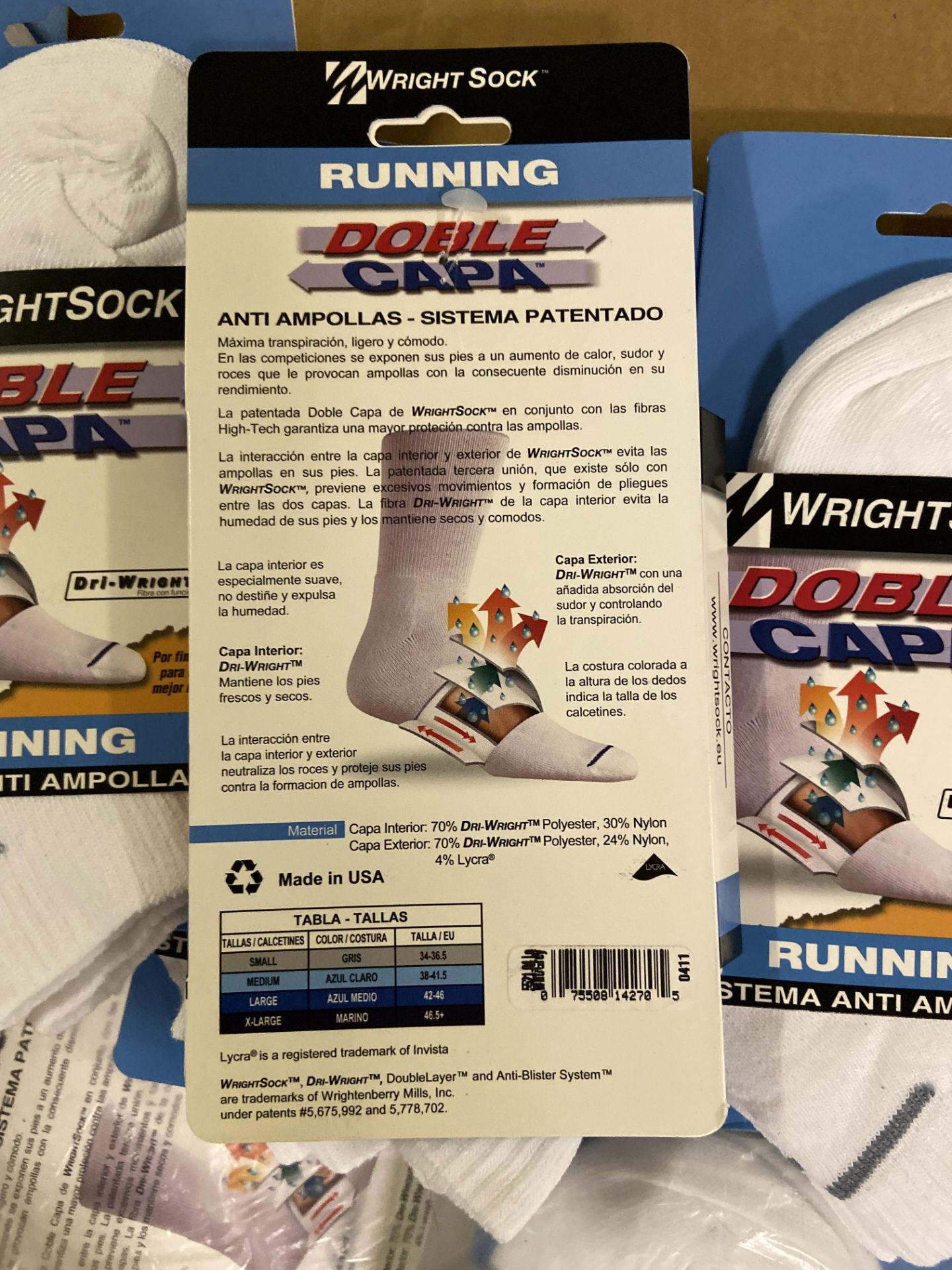 500+ packs of New Socks, Wrightsock Running and Coolmesh, Double Layer, White with Various Stripe - Image 7 of 7