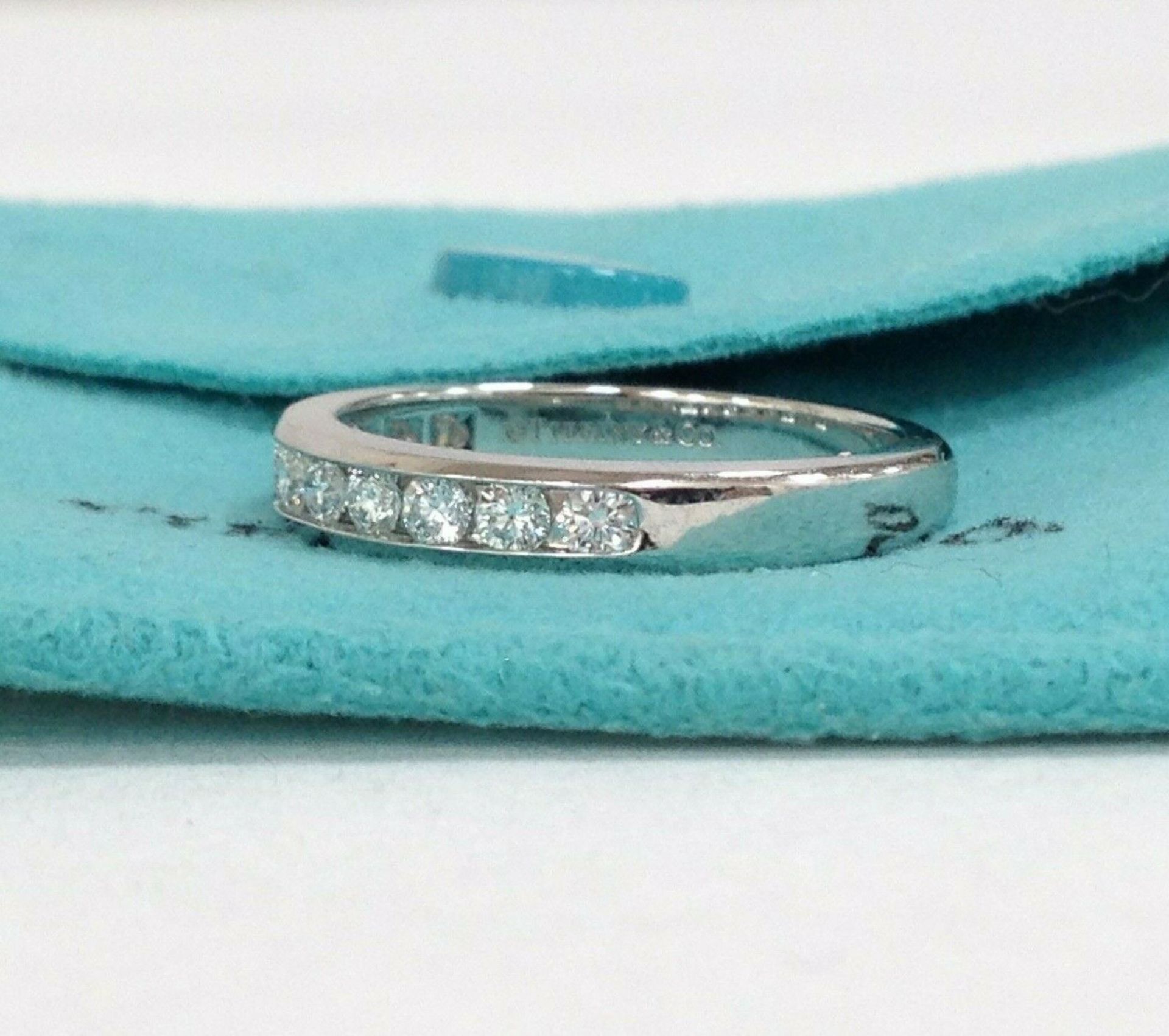 Tiffany & Co. 950 Platinum Half Eternity 0.33 CTW Diamond Wedding Ring Band Size 5.75 #R1127 - Image 6 of 6