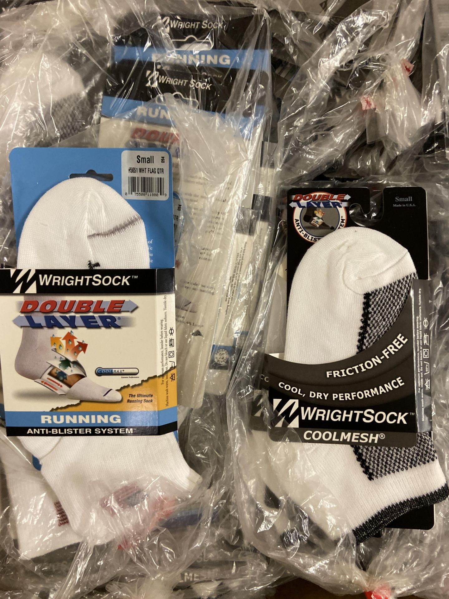 250+ packs of New Socks, Wrightsock Coolmesh and Running, Double Layer, USA America Flag and White/ - Image 2 of 3