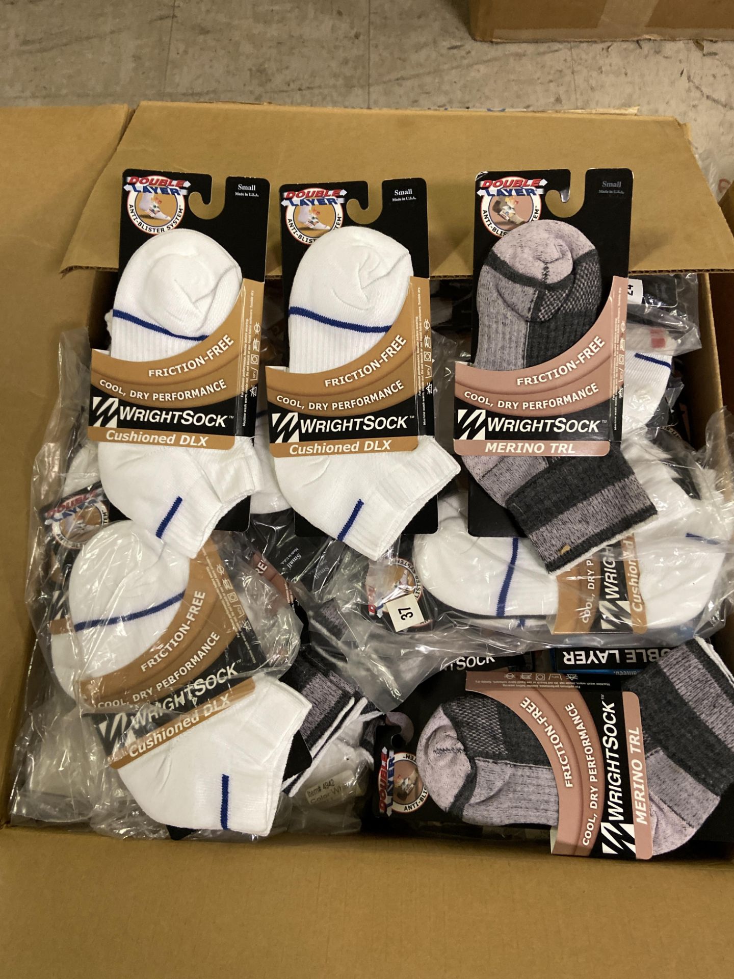 250+ packs of New Socks, Wrightsock Cushioned DLX and Merino TRL, Double Layer, Various Colors Lot