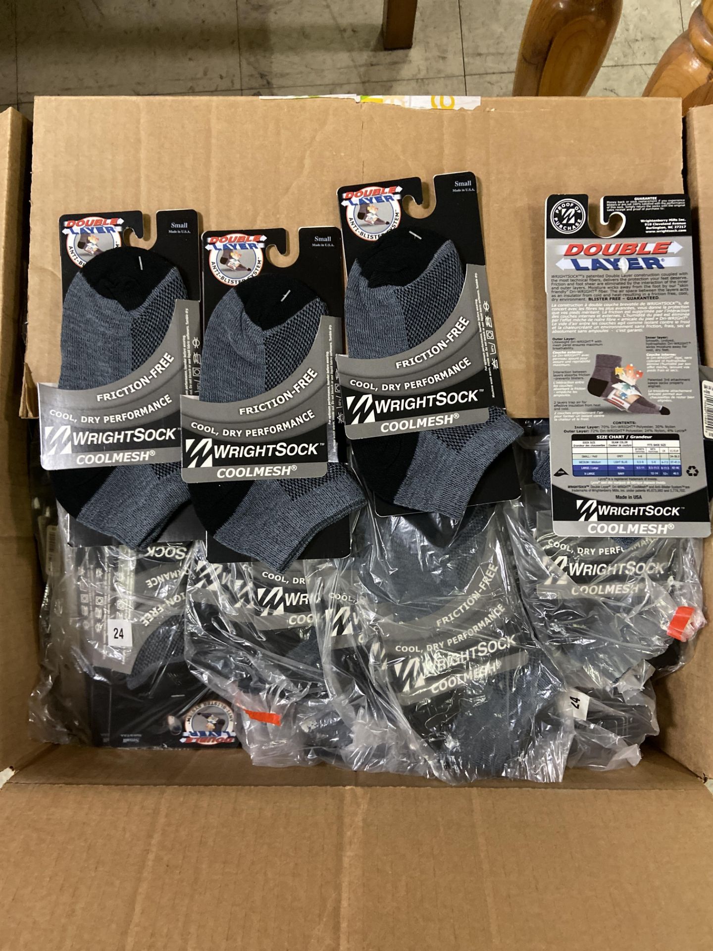 250+ packs of New Socks, Wrightsocks Coolmesh, Double Layer, Black/Gray Lot includes approximately