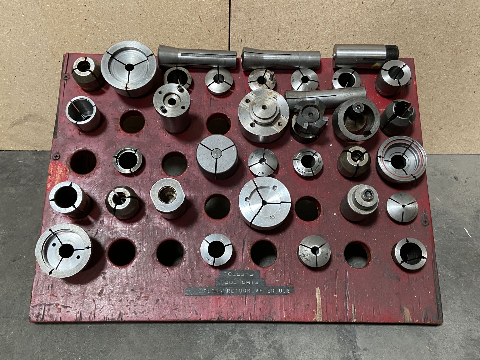 Large Lot of Industrial Machinery 5C Collets and Display Unit