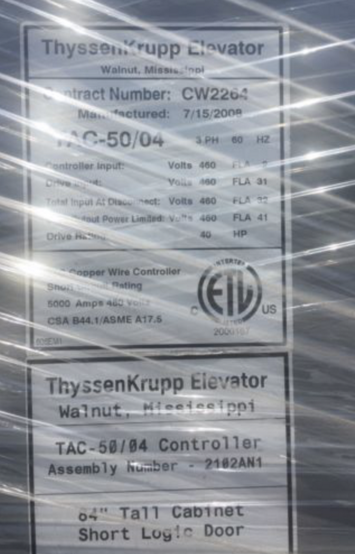 ThyssenKrupp Elevator TAC 50-04 Brand New Controller/Selector Module $55,000 84"   This item is - Image 6 of 6