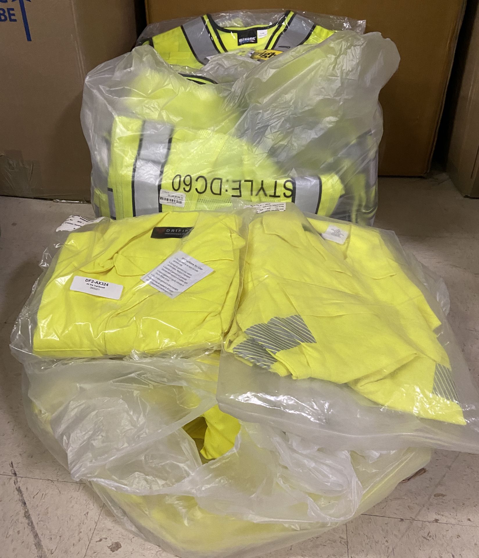 Blauer Bright Yellow Neon Safety Vests (Approx 50+), DriFire Neon Yellow Shirts (Approx 25) Utility - Image 2 of 6