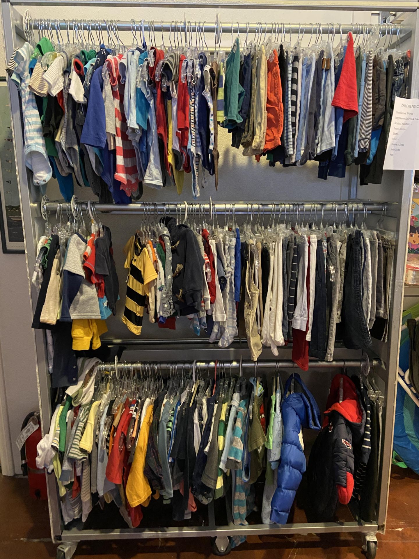 Children's clothing, entire wall of clothes