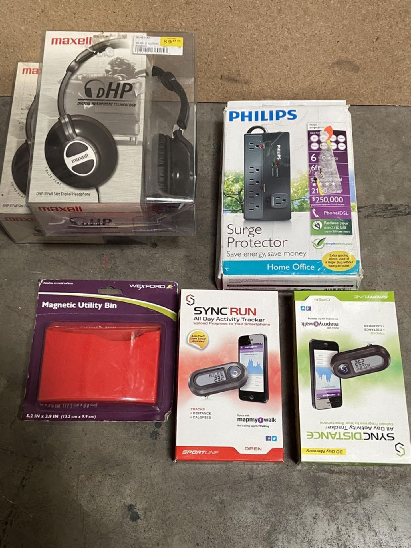 Mixed Electronics lot: Maxell Headphones, Sportline, Philips Surge Protector, Etc - Image 2 of 2