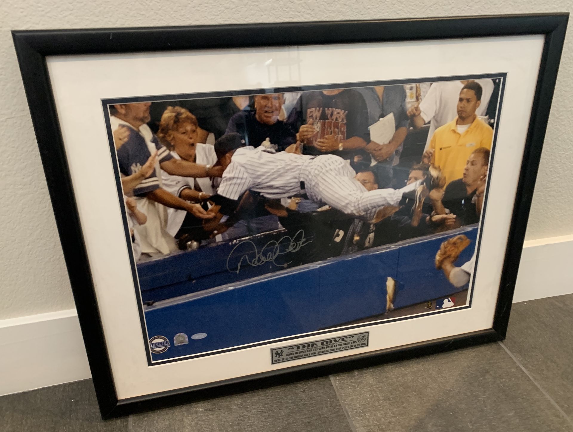 DEREK JETER SIGNED PHOTO "THE DIVE" VS REDSOX 20X26" FRAMED