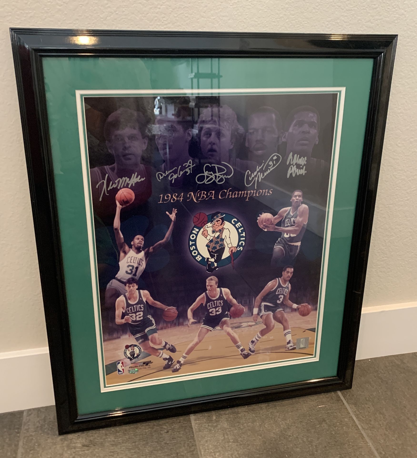 1984 Boston Celtics Autographed Framed photo LARRY BIRD AUTO MCHALE PARISH DJ $1000+ VALUE