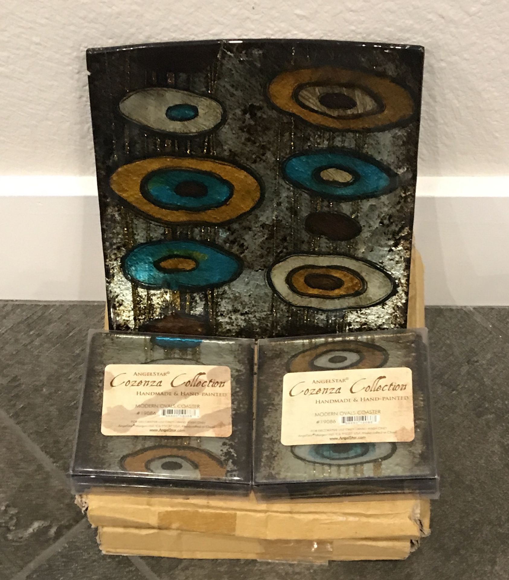 LOT OF 4 COZENA COLLECTION HAND MADE AND HAND PAINTED PLATES AND TWO SETS OF MATCHING COASTERS - Image 2 of 2