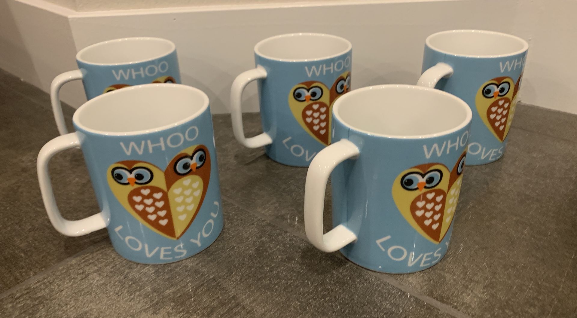 5 REALLY NICE LARGE MUGS "WOOH LOVES YOU"