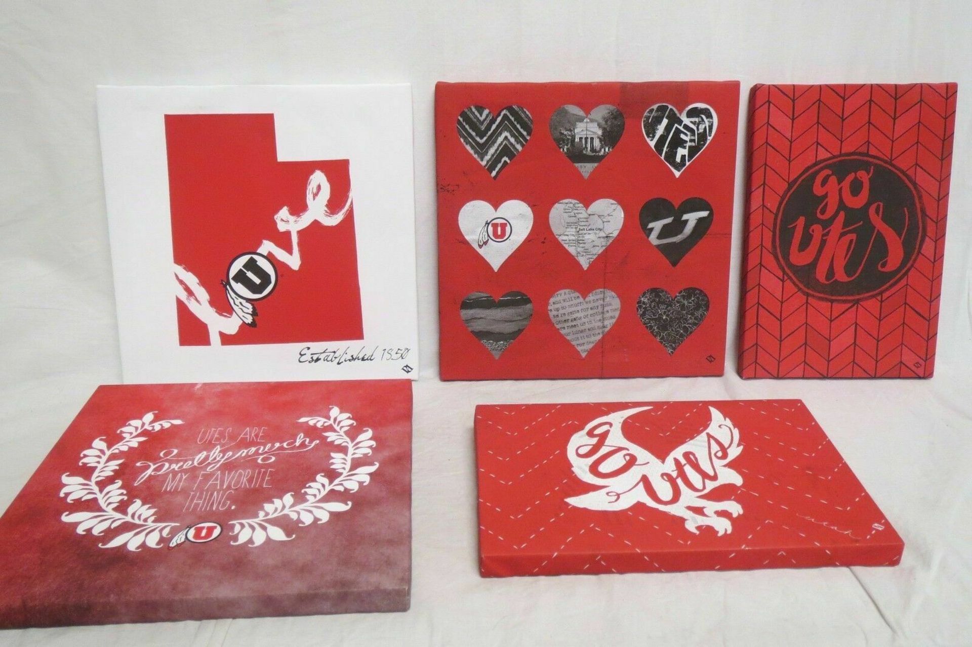 Utah Utes Lot Of 5 Canvas Painting Pictures Brand New