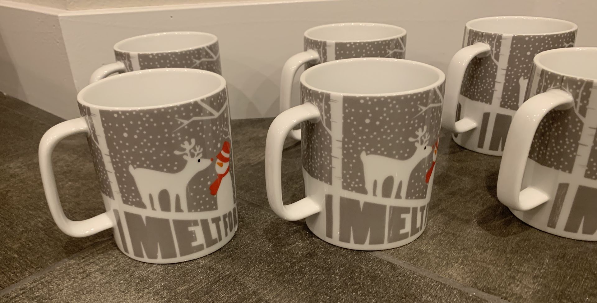 6 LARGE "I MELT FOR YOU" WINTER THEMED MUGS - Image 2 of 2