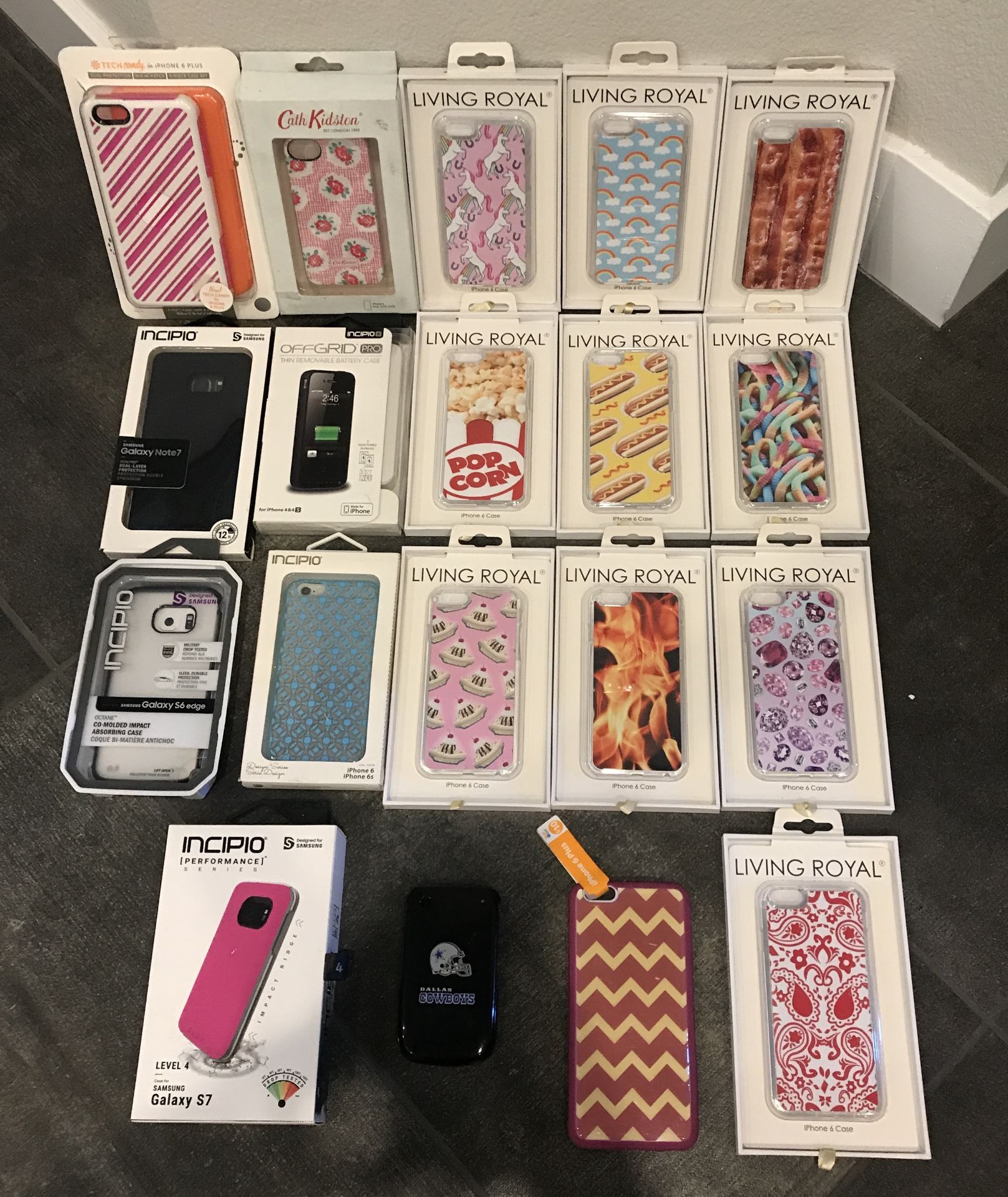 LOT OF 19 ASSORTED CELL PHONE CASES FOR APPLES AND ANDROIDS WITH FUN GRAPHICS