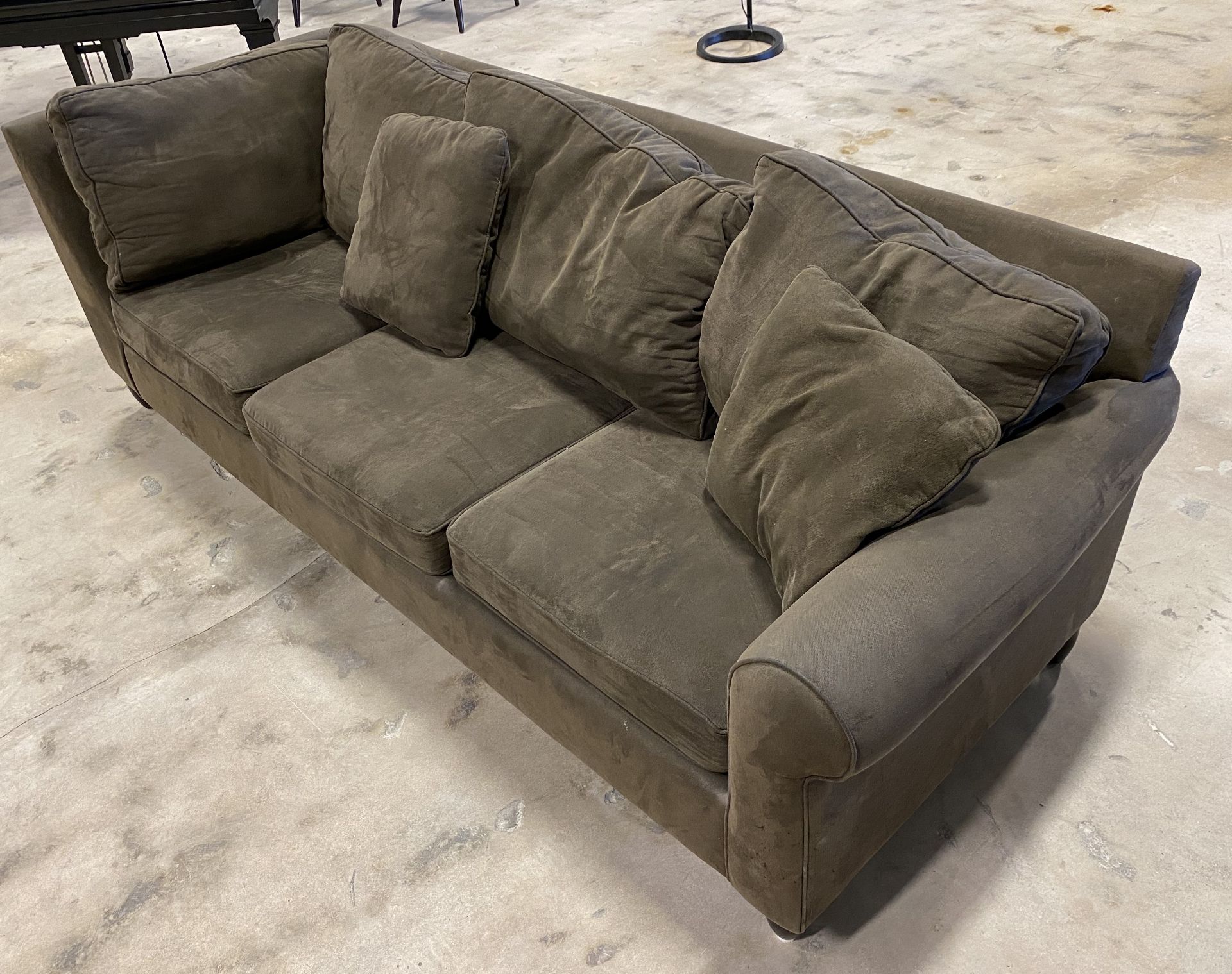 LARGE DARK BROWN MICROFIBER SOFA - Image 4 of 5