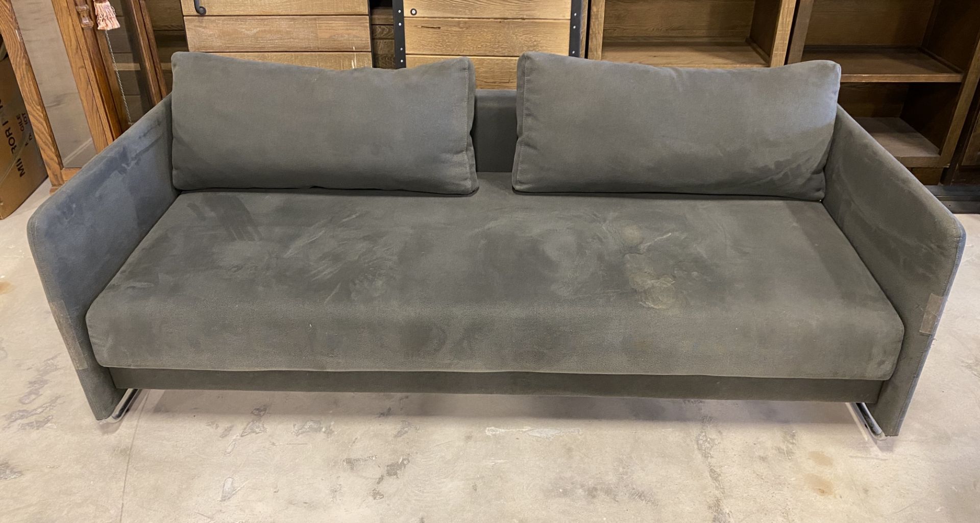 GREY SOFA MICROFIBER 3 SEATER