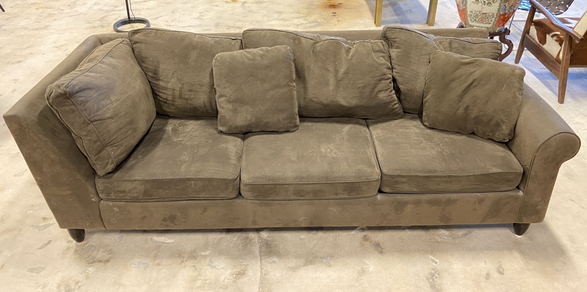 LARGE DARK BROWN MICROFIBER SOFA