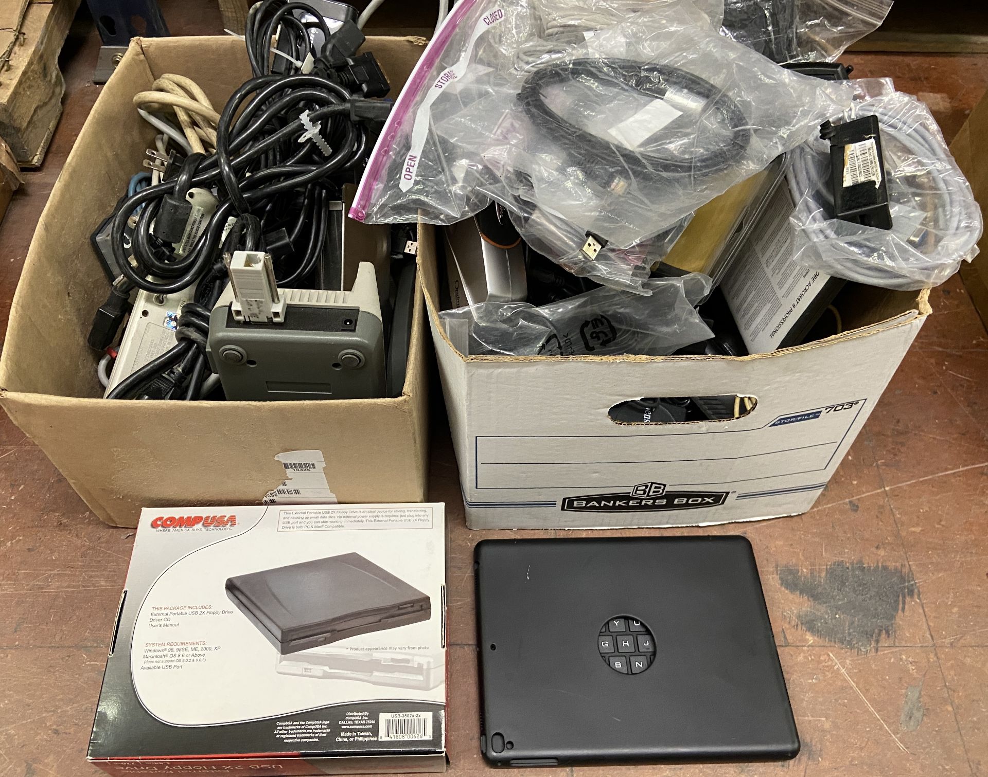 Mixed Lot of Retail Electronics including: Comp USA Floppy drive, Tablet Keyboard Case, Cables Etc. - Image 2 of 5