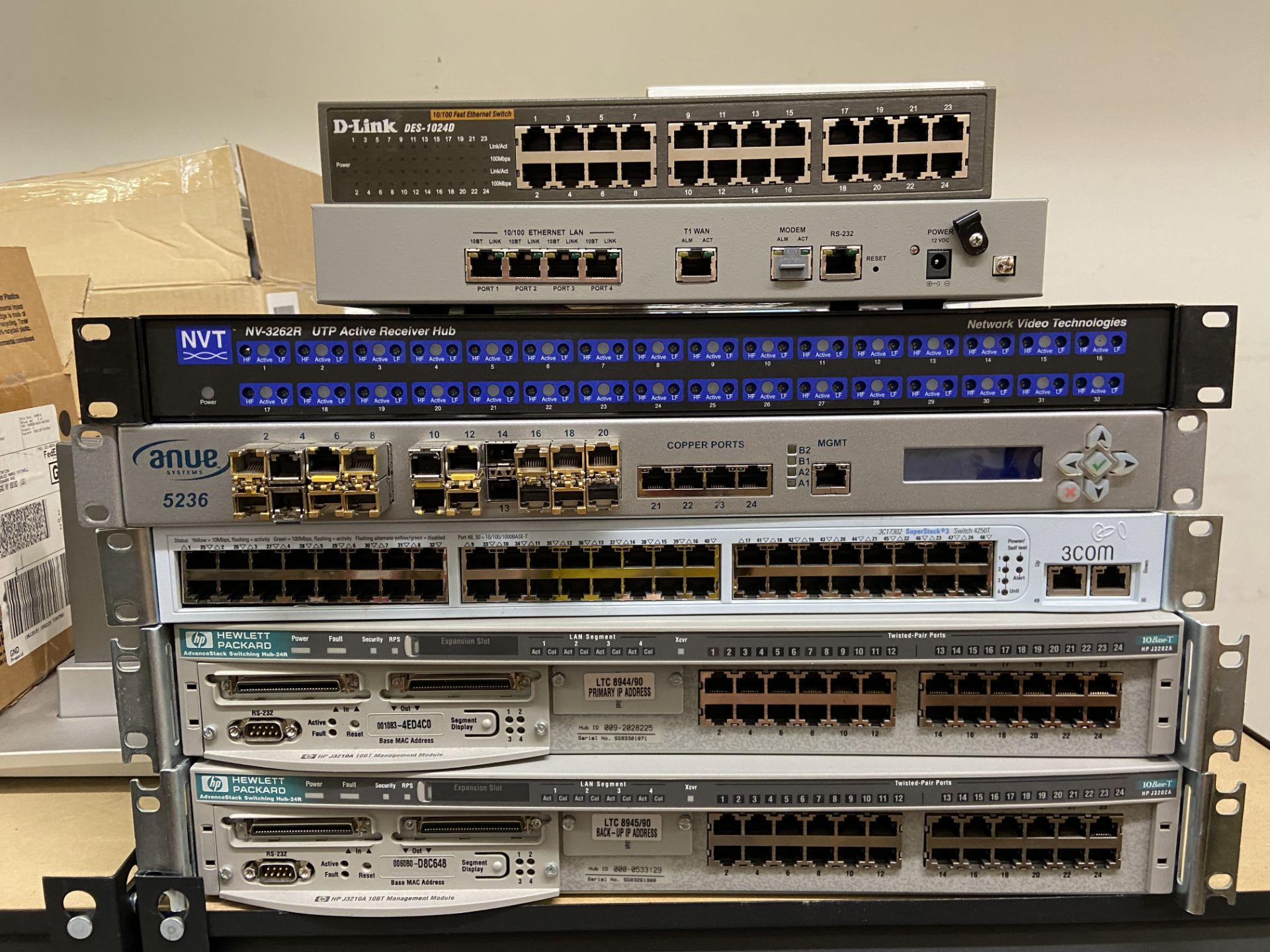7 Networking Equipment units: HP, D-Link, NVT, Anue, Etc - Image 2 of 3