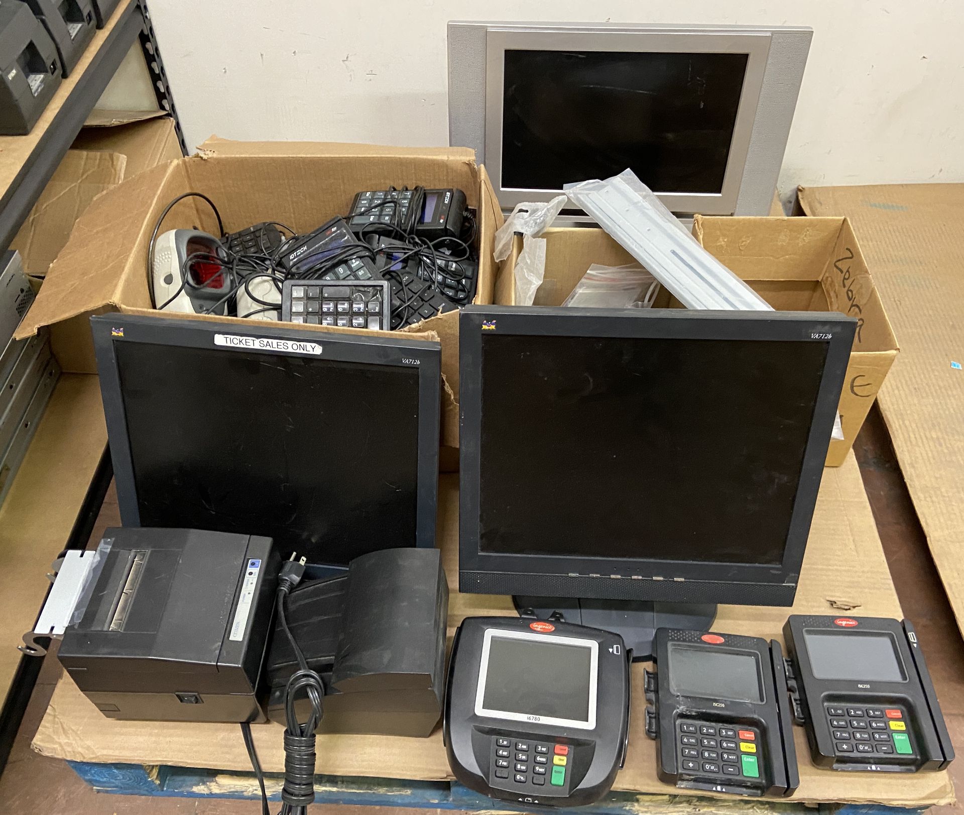 Misc POS Equipment: 3 Monitors, Ingenico Credit Card Readers, Receipt Printers, ID Tech Readers - Image 2 of 4